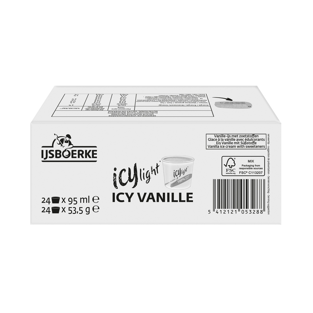 Icy light Vanille Cups Ijsboerke 24 x 95 ml