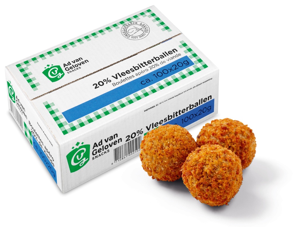 Bitterballen Vlees 20% Ad van Geloven 100 x 20 gr