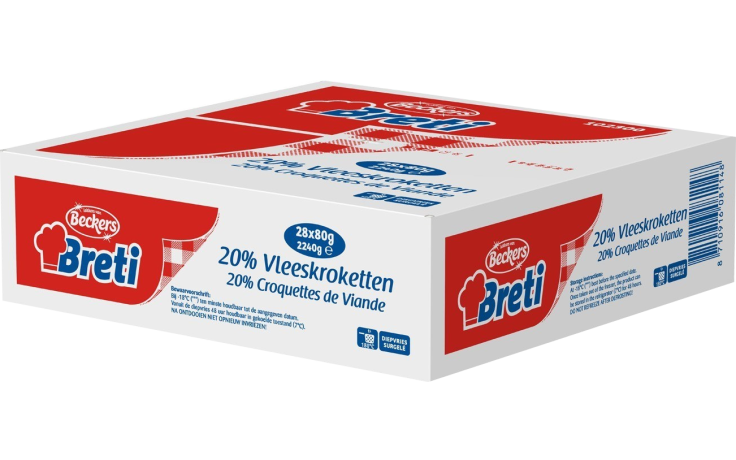 Vleeskroketten 20% Beckers 28 x 80 gr
