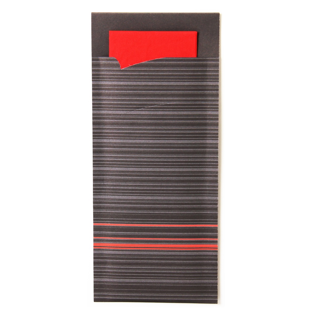 Bestekpochette zwart/rood (1213) 100 st.