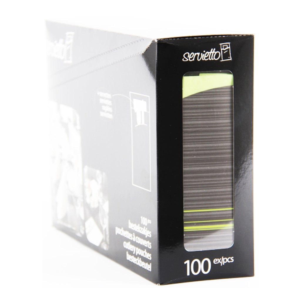 Bestekzakjes zwart/lime (1209) 100 st