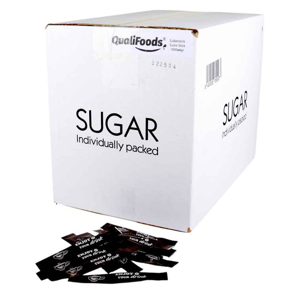 Bâtonnets de sucre Qualifoods 1000 x 4 gr