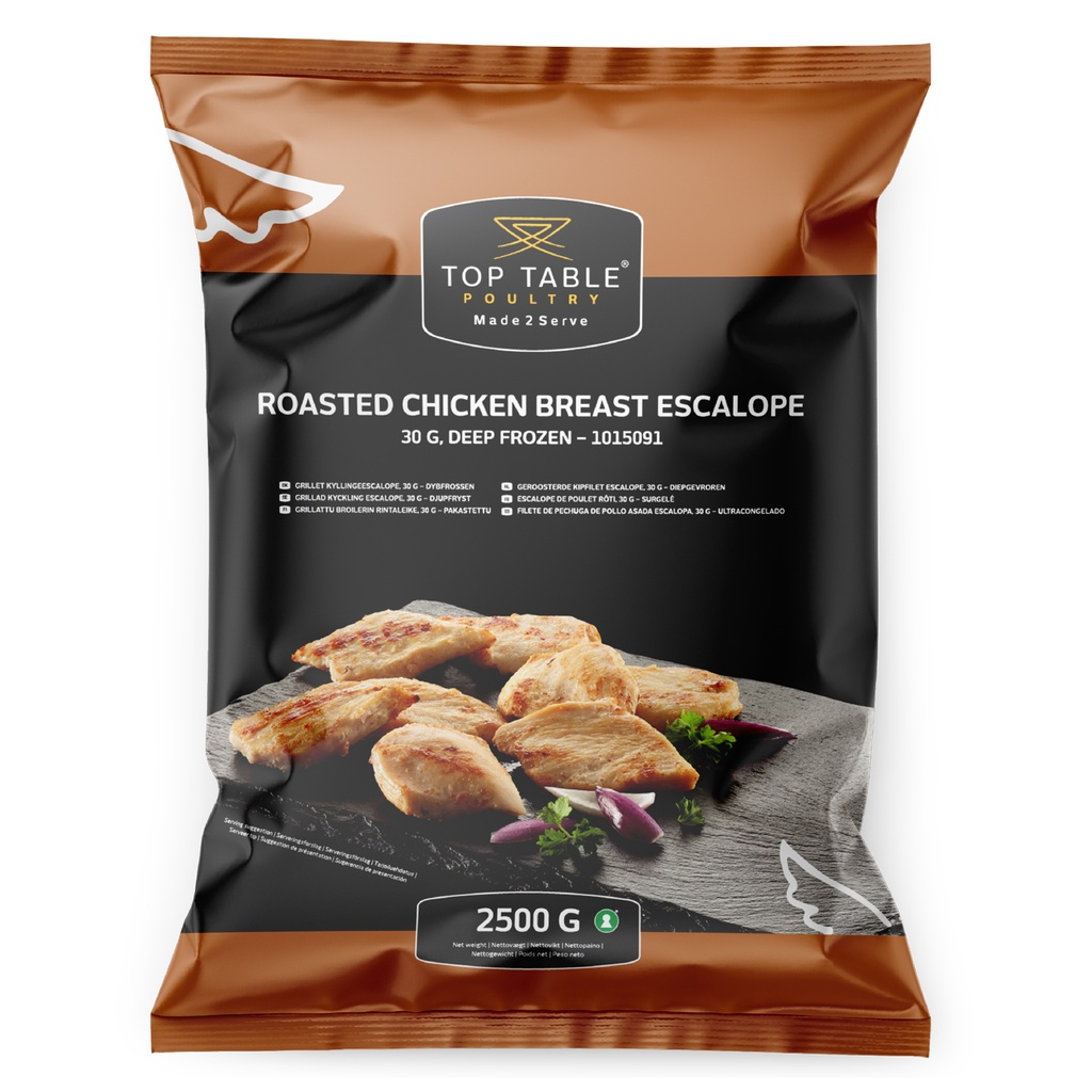 1015091 Chicken Filet Roasted Escallops Top Table 2.5 kg