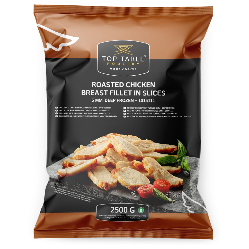 1015111 Roasted Chicken Breast Slices 5 mm Top Table 2,5 kg