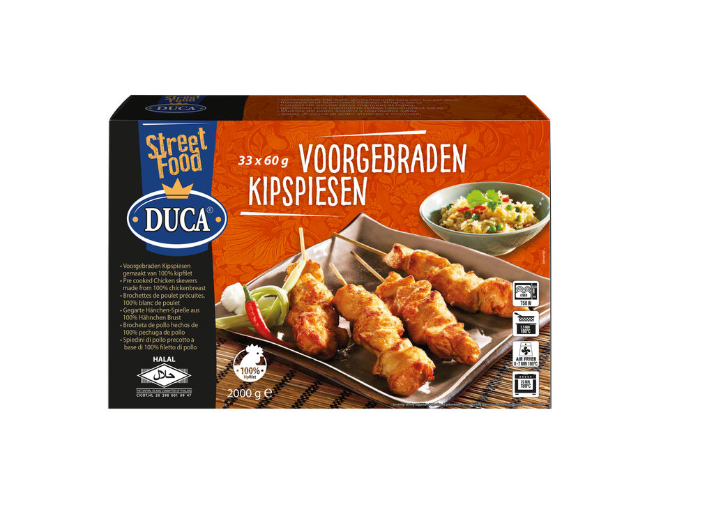 Kipspiezen voorgebakken Duca 33x60gr