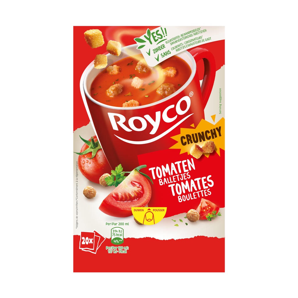 Royco Minute Soup Tomaten Crunchy Met Balletjes 20 st