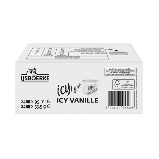 [9069] Icy light Vanille Cups Ijsboerke 24 x 95 ml