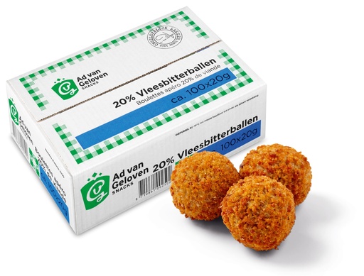 [1217] Bitterballen meat 20% Ad van Geloven 100 x 20 gr