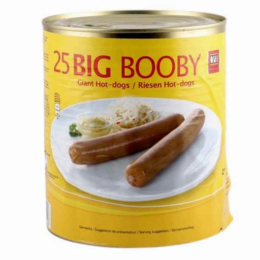 [1234] Hotdog Big Booby Ovi Blik 25 x 80 gr