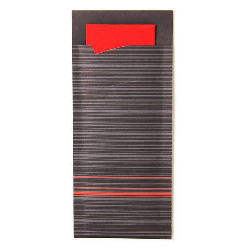 [6503] Bestekpochette zwart/rood (1213) 100 st.