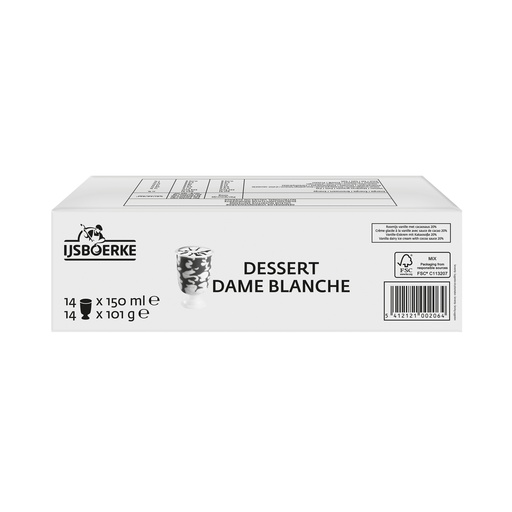 [9077] Dessert Dame Blanche Ijsboerke 14 x 150 ml