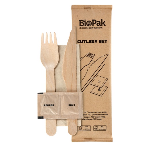 [4187] Bestek Hout Mes/ Vork/Peper/ Zout -  250 st - 195922