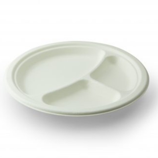 [14555] Mondial Suikerriet Bord Rond 3-Vaks - 40 st