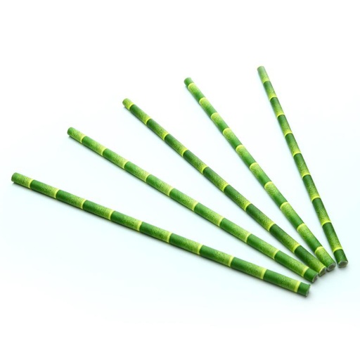 [14576] Drinkrietje Papier Bamboe Look 6 mm/20 cm 200 st
