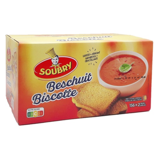 [19112] Beschuiten Verpakt Soubry 156 x 2 st