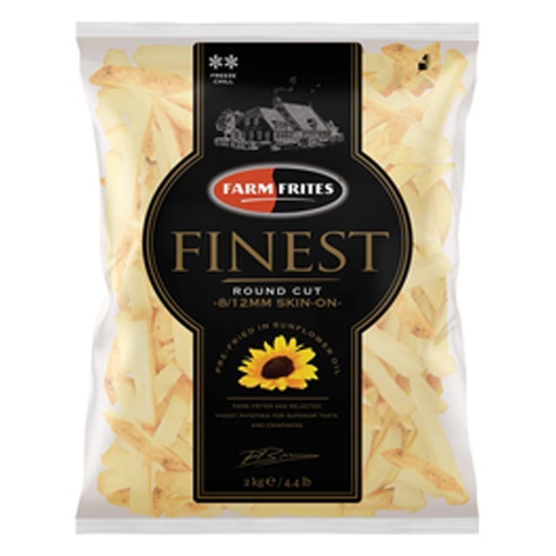 [19907] Frieten Finest Skin On Round Cut Sunflower Farm Frites 2 kg
