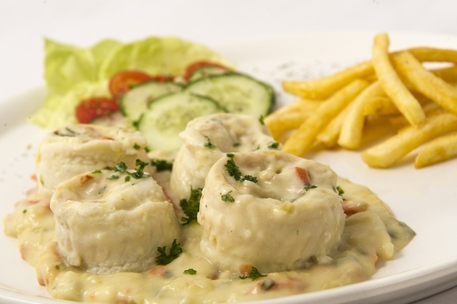 [2414A] Tongrolletjes In Witte Wijn Saus 5 st Noyez 400 gr
