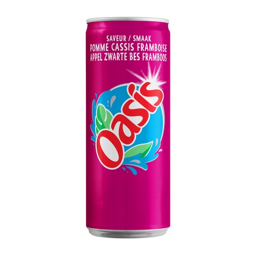 [15010] Oasis Appel-Cassis-Framboos Blik 24 x 33 cl