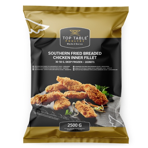[2562] 1026071 Kip Filet Southern Fried Goujon Inner 30/50 Top Table 2,5 kg